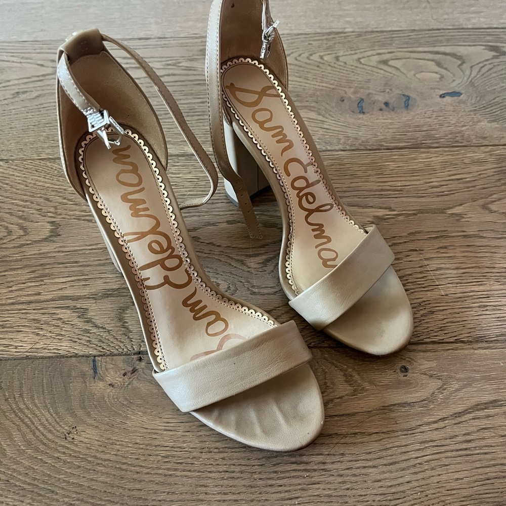 Sam Edelman Beige Ankle Strap Heels
